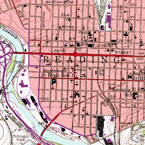 Topographic Map of Saint Peters Catholic Church, PA