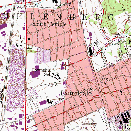 Topographic Map of Muhlenberg Elementary Center, PA