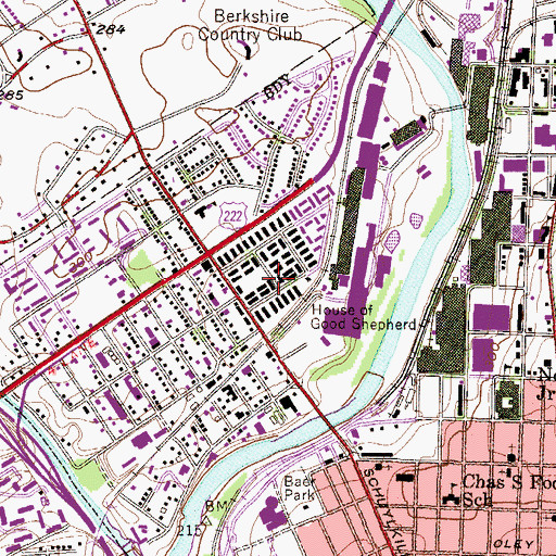 Topographic Map of Glenside Homes, PA