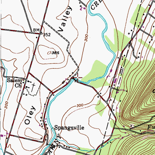 Topographic Map of Griesemers Mill Covered Bridge, PA