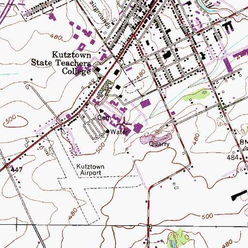 Topographic Map of Johnson Hall, PA