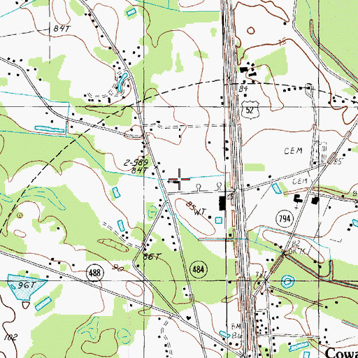 Topographic Map of Coward Church of God, SC