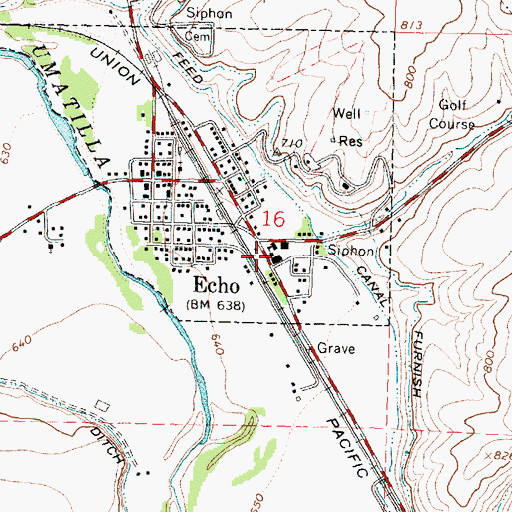 Topographic Map of Echo School, OR