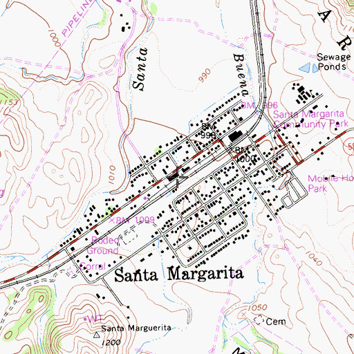 Topographic Map of Santa Margarita, CA