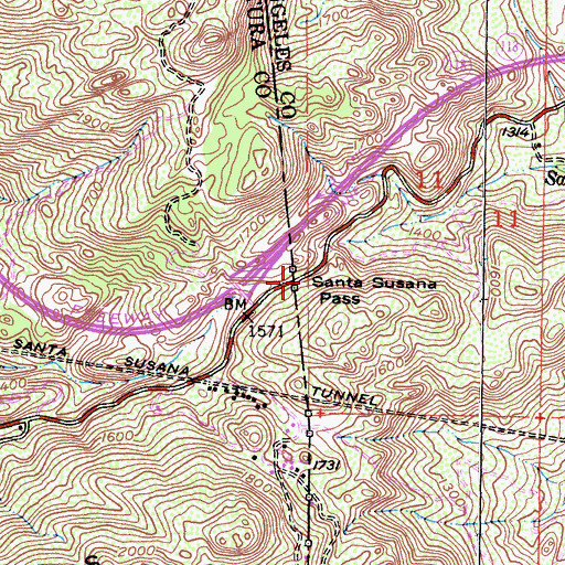 Topographic Map of Santa Susana Pass, CA