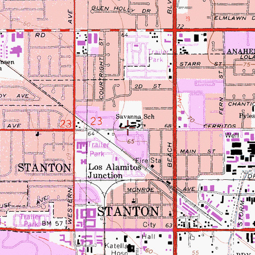 Topographic Map of Savanna School, CA