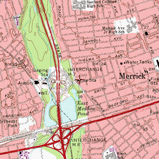 Topographic Map of Merrick Fire Department Friendship Engine and Hose Company, NY