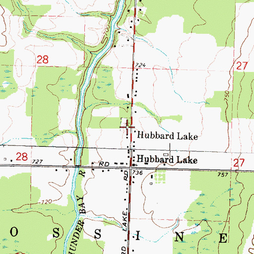 Topographic Map of Hubbard Lake Cemetery, MI