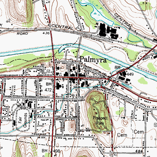 Topographic Map of Palmyra Hotel (historical), NY