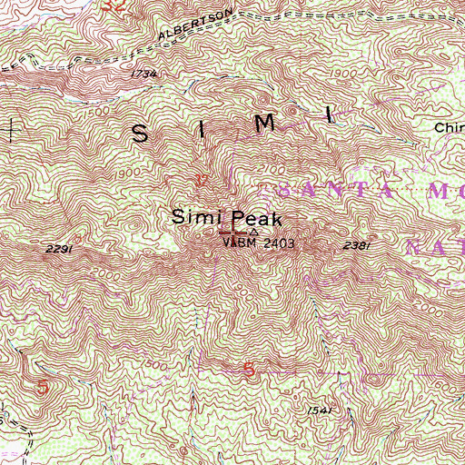Topographic Map of Simi Peak, CA