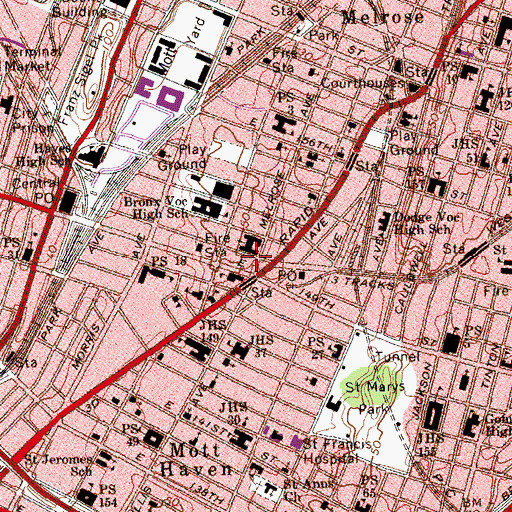Topographic Map of Central Theatre (historical), NY