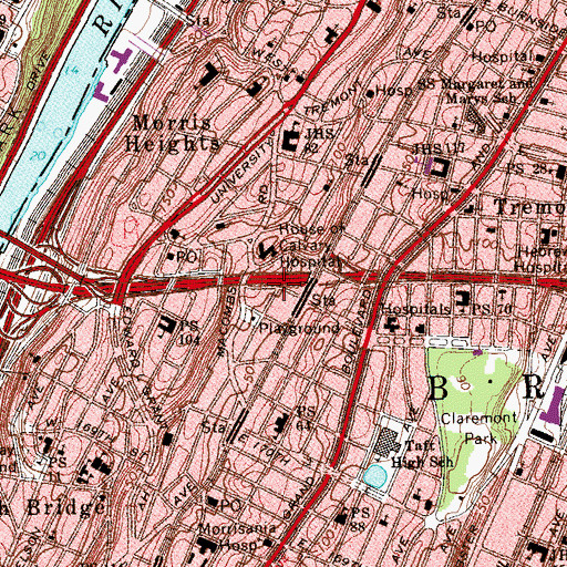 Topographic Map of Mount Eden Theater (historical), NY