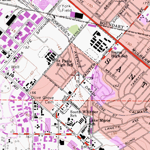 Topographic Map of Sorensen Avenue Drain, CA