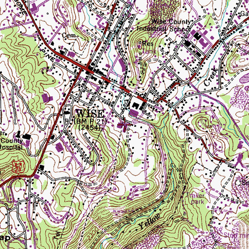 Topographic Map of Wise Primary School, VA