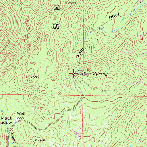Topographic Map of Steve Spring, CA