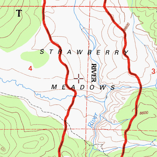 Topographic Map of Strawberry Meadows, CA