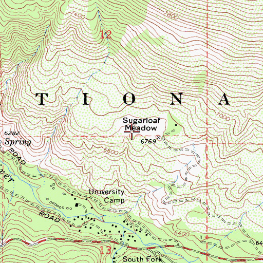Topographic Map of Sugarloaf Meadow, CA