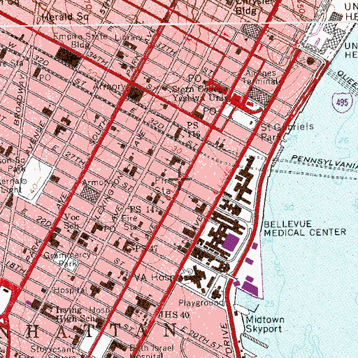 Topographic Map of Albano Playground, NY
