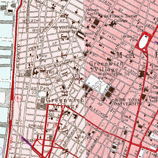 Topographic Map of West Fourth Street Courts, NY
