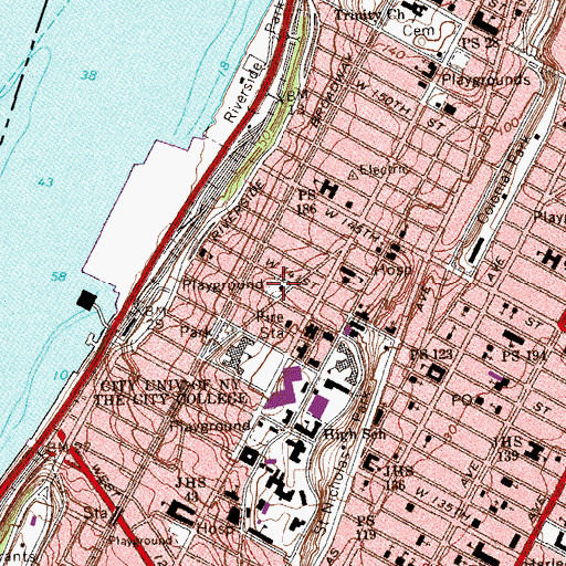 Topographic Map of Alexander Hamilton Playground, NY