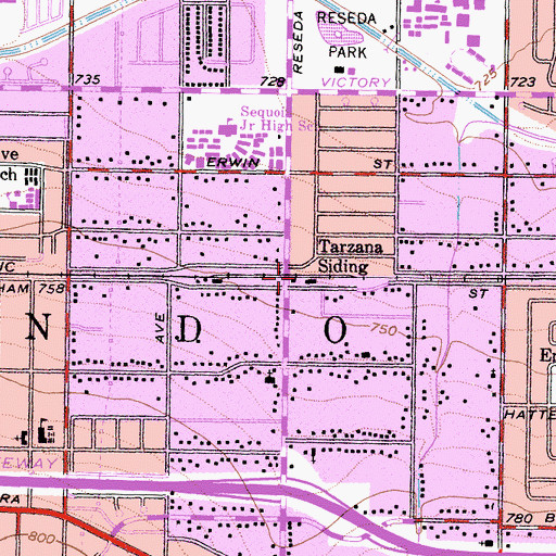 Topographic Map of Tarzana Siding, CA