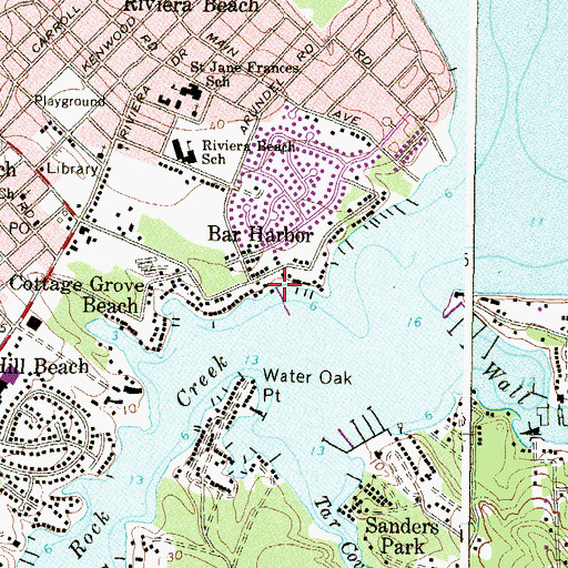 Topographic Map of Bar Harbor Marina, MD