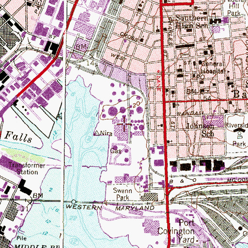 Topographic Map of Spring Garden Industrial Area, MD