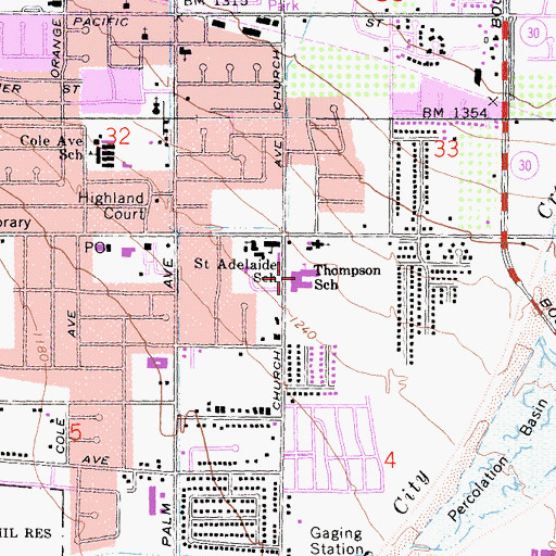 Topographic Map of Thompson Elementary School, CA