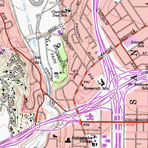 Topographic Map of David B Gamble House, CA