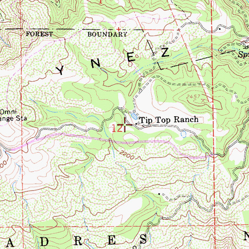 Topographic Map of Tip Top Ranch, CA