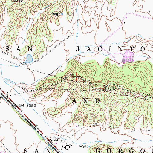 Topographic Map of Tract Between San Jacinto and San Gorgonio, CA