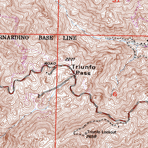 Topographic Map of Triunfo Pass, CA