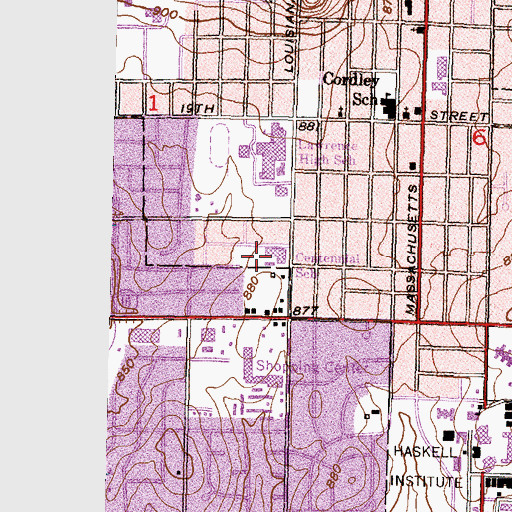 Topographic Map of Centennial  Adult Education Center, KS