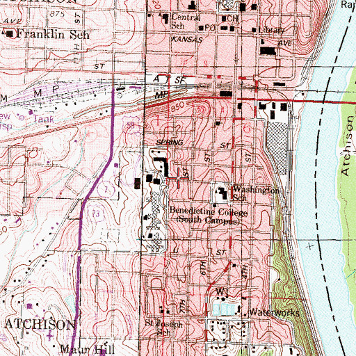 Topographic Map of Mount Saint Scholastica High School, KS