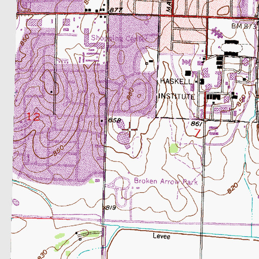 Topographic Map of South Middle School, KS