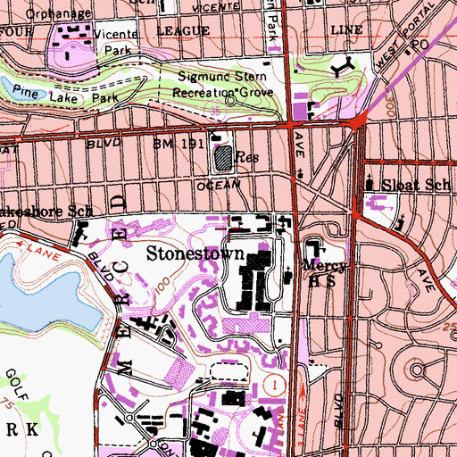 Topographic Map of Saint Stephen School, CA