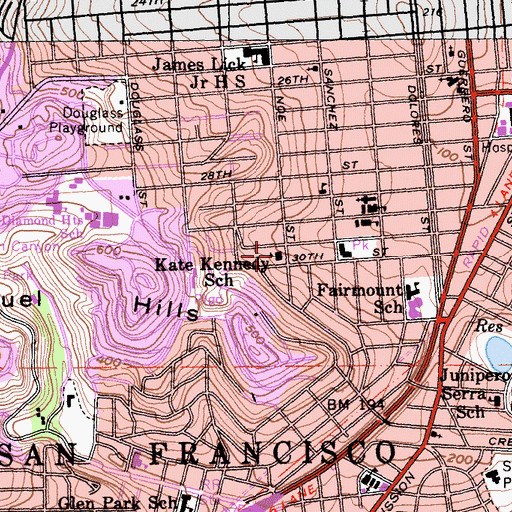 Topographic Map of Mission Education Center, CA