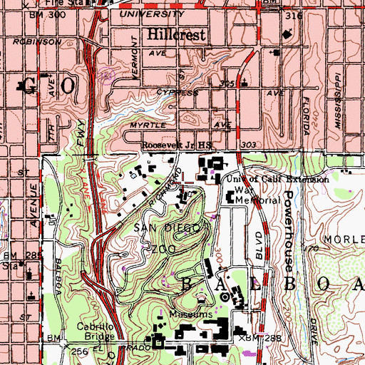 Topographic Map of University of California Extension, CA