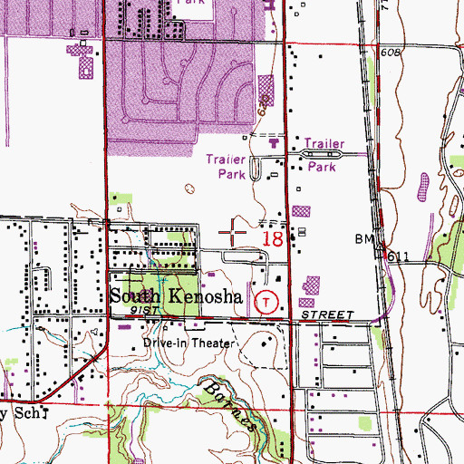 Topographic Map of Oakwood Mobile Home Community, WI