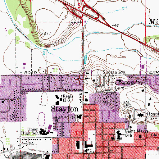 Topographic Map of Calvary Lutheran Church, OR
