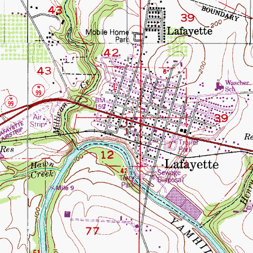 Topographic Map of Lafayette Community Church, OR
