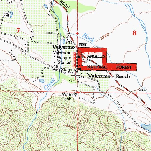Topographic Map of Valyermo Ranch, CA