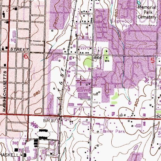 Topographic Map of Lawrence Indian United Methodist Church, KS