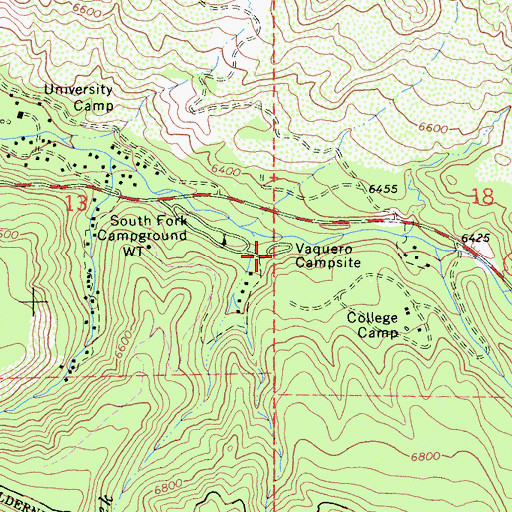 Topographic Map of Vaquero Campsite, CA