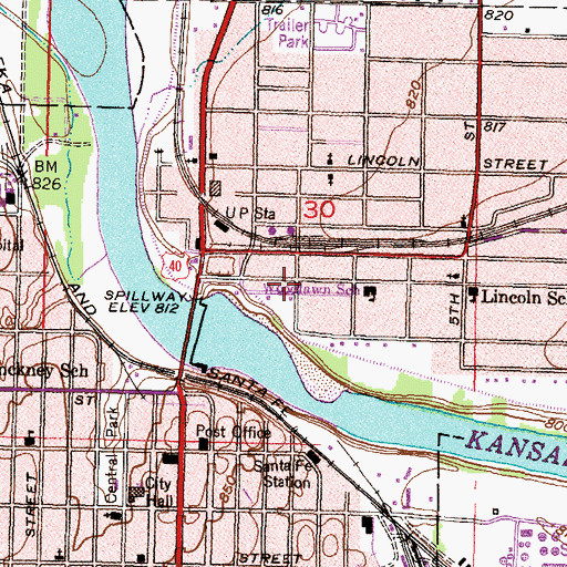 Topographic Map of Century United Methodist Church, KS