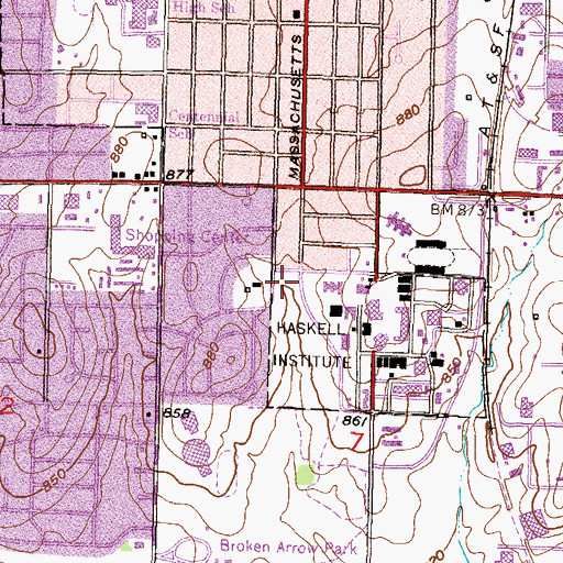 Topographic Map of Haskell Indian Nations University - Health Center, KS
