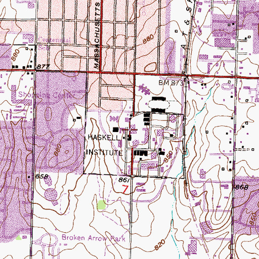 Topographic Map of Haskell Indian Nations University - Library, KS