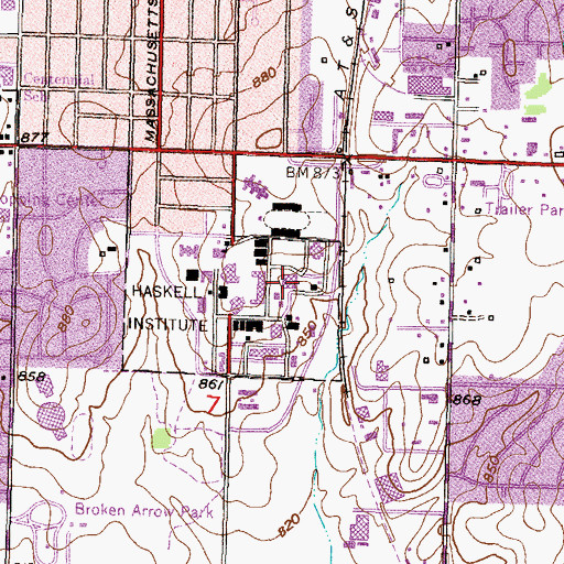 Topographic Map of Haskell Indian Nations University - Navarre Hall, KS