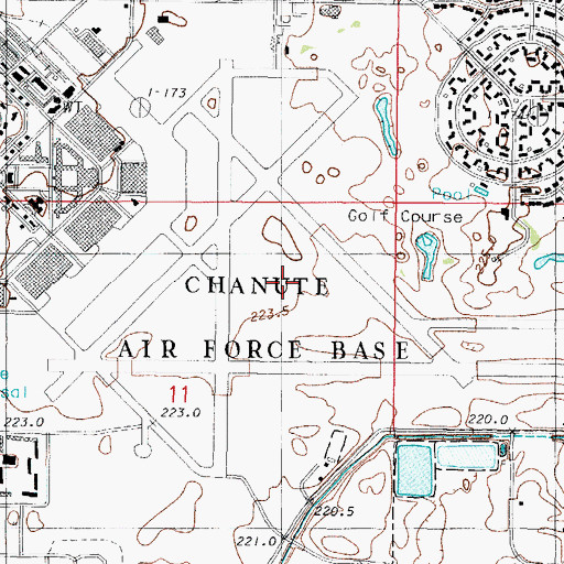 Topographic Map of Chanute Air Force Base, IL