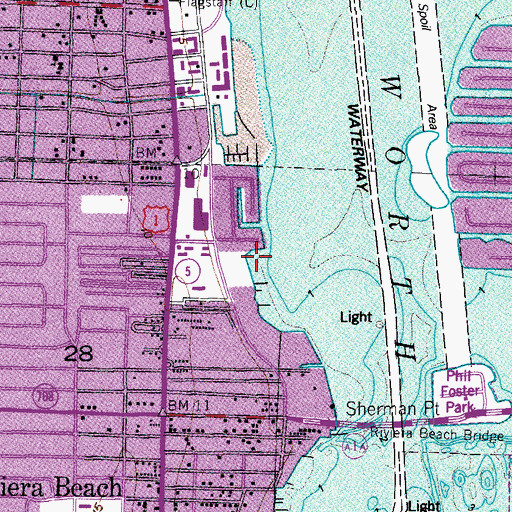 Topographic Map of Coast Guard Station Lake Worth Inlet, FL